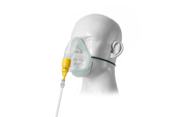 Máscara de oxigénio Intersurgical EcoLite™ para adulto com válvula venturi a 35 %, amarelo e com tubo, 1,8 m