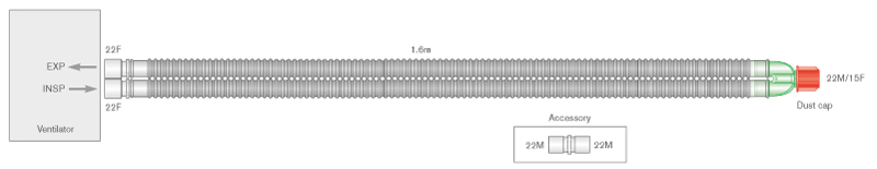 Sistema respiratório Flextube de 22 mm, ≥1,6 m - estéril 