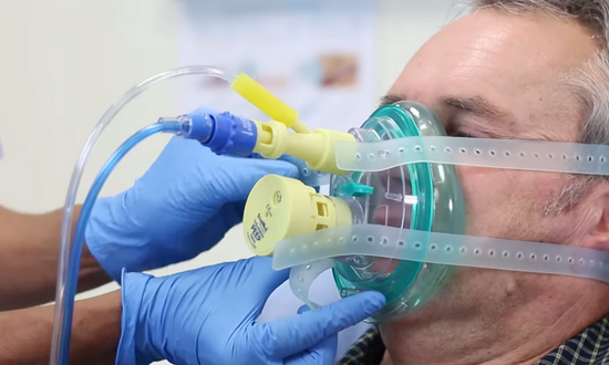 Máscara com driver de fluxo venturi e válvula PEEP ajustável Ventumask CPAP