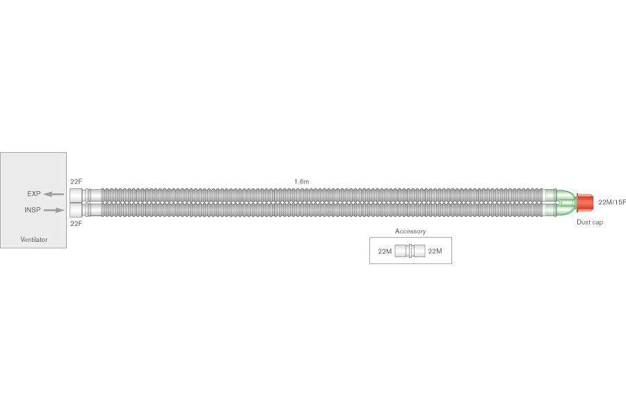 Sistema respiratório Flextube de 22 mm, ≥1,6 m