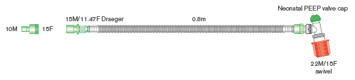 Sistema respiratório de reanimação neonatal Flextube de 10 mm com PEEP variável e tubo curvo rotativo, 0,8 m