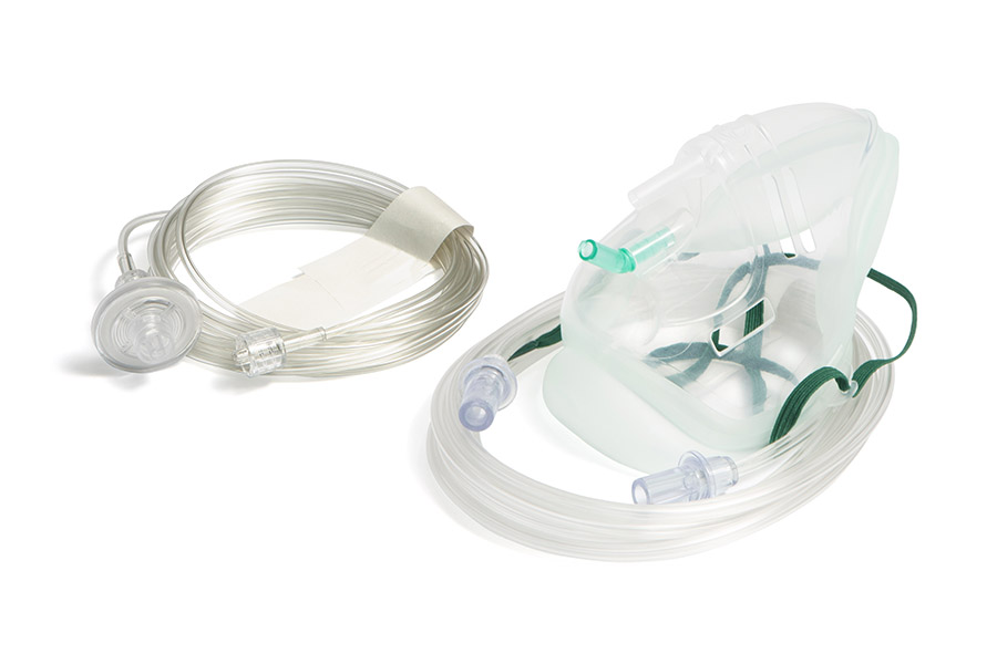 Máscara Sentri™ Intersurgical EcoLite™ para adulto, com linha de monitorização de CO₂, filtro e tubo, 2,1 m