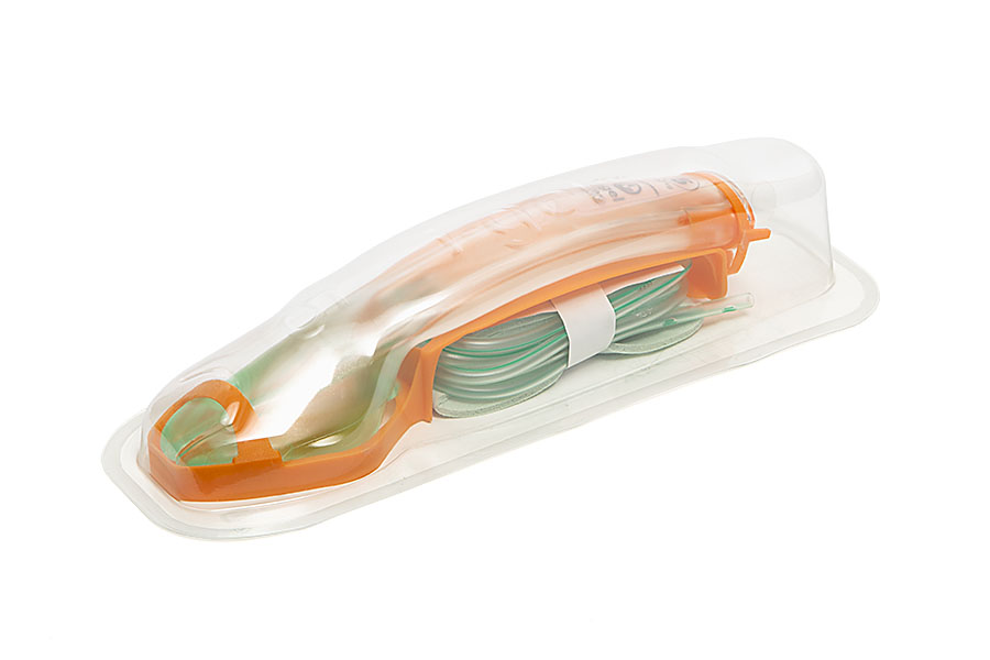 i-gel® Plus Resus Pack, adulto grande – inclui um i-gel® Plus tamanho 5 com anel de gancho laranja, sachê de lubrificante, cinta de suporte para as vias respiratórias e um tubo de sucção 16FG