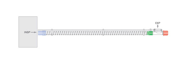 Sistema respiratório Smoothbore 22 mm com válvula de expiração, tubo articulado único ≥ 1,8 m  