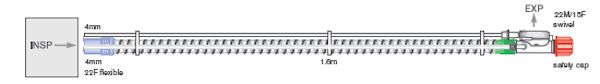 Sistema respiratório 22mm interior liso com  linha de monitorização de pressão e válvula de exalaçao, 1.5m