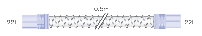 Tubo Smoothbore de 22 mm com conetores de extremidade flexível, 22F-22F, 0,5 m