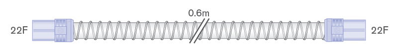 Tubo Smoothbore de 22 mm com conetores de extremidade flexível, 22F-22F, 0,6 m