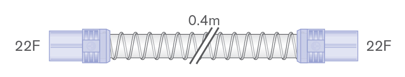 Tubo Smoothbore de 22 mm com conetores de extremidade flexível, 22F-22F, 0,4 m