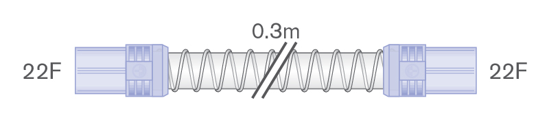 Tubo Smoothbore de 22 mm com conetores de extremidade flexível, 22F-22F, 0,3 m