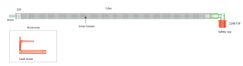 Sistema respiratório coaxial Bain Mapleson D para utilização com adaptadores Bain (sem válvula nem balão), 1,6 m