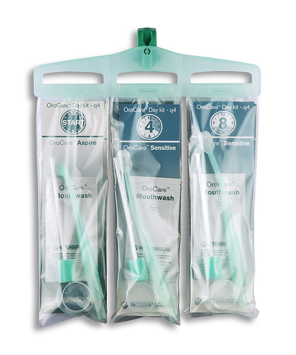 Kit de dia de 24 horas OroCare™ com colutório de clorexidina - q4 (kit de intervenção de 4 horas)