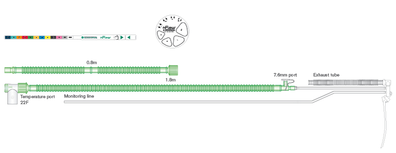 Sistema respiratório nFlow com CPAP para bebé com fio aquecido, 1,8 m 