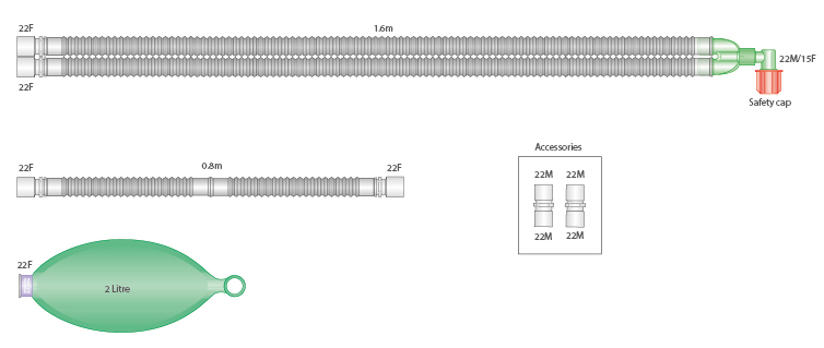 Sistema respiratório Flextube de 22 mm, 2,4 m - estéril 