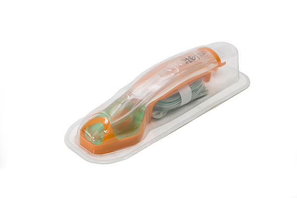 i-gel®O₂ Resus Pack, grande adulto – inclui um i-gel® O₂ tamanho 5 com anel de gancho laranja, saqueta de lubrificante, correia de suporte das vias aéreas e um tubo de sucção 12FG, 90+kg